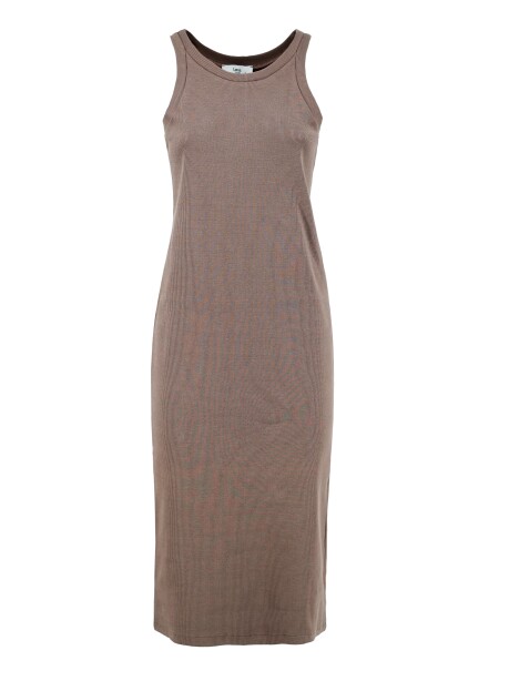 Ribbed American neckline dress - 1