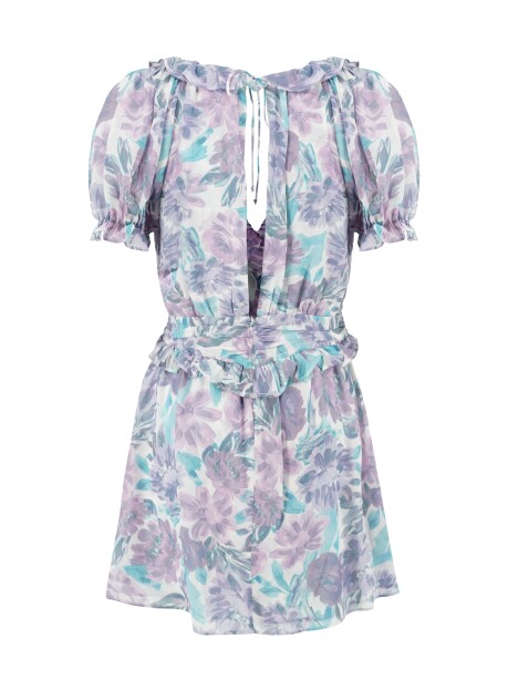 Floral chiffon mini dress - 2