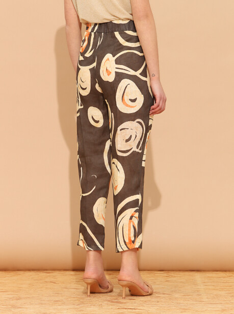 Patterned linen trousers - 4