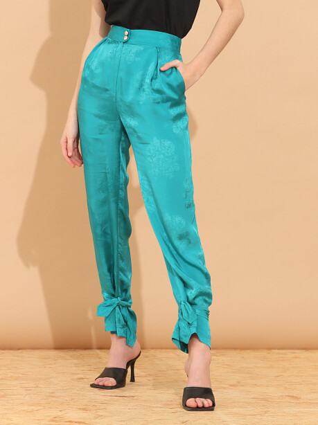 Floral jacquard trousers - 4