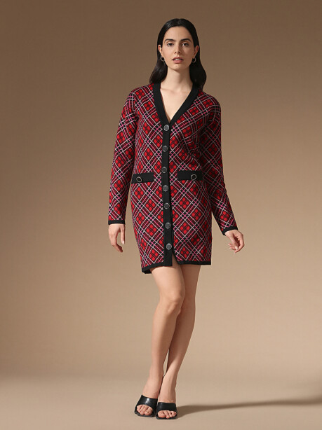 Jacquard check mini dress - 3