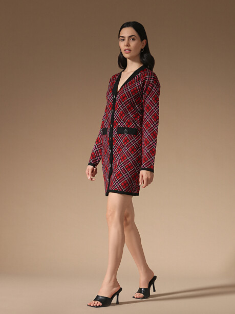 Jacquard check mini dress - 4