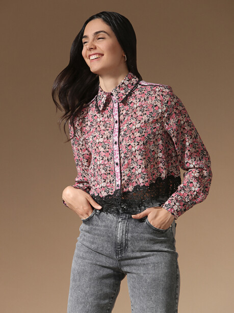 Short floral print shirt - 3