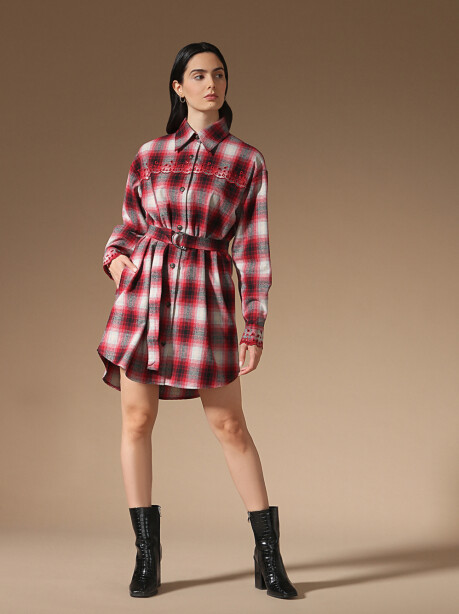 Short check shirt dress - 3