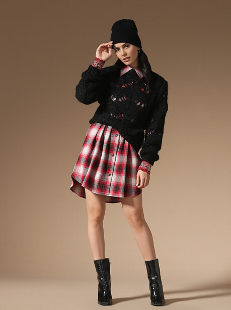 Short check shirt dress - 4