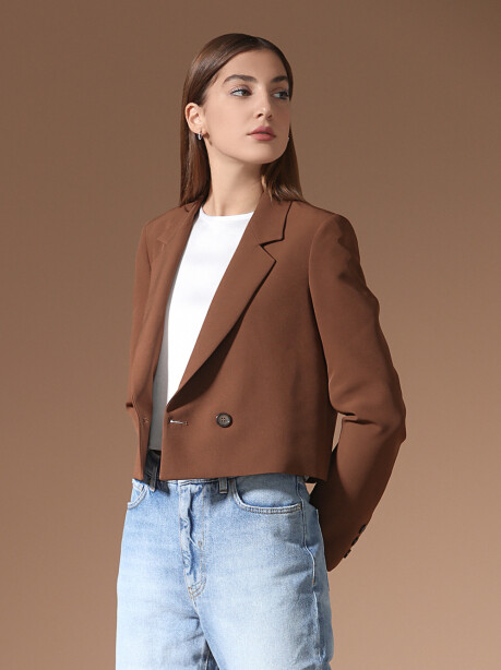 Solid color cropped blazer - 5