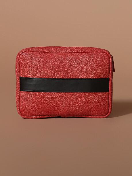 Red handbag with leather band - 4