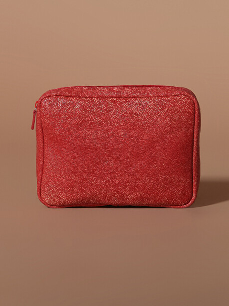 Red handbag with leather band - 2