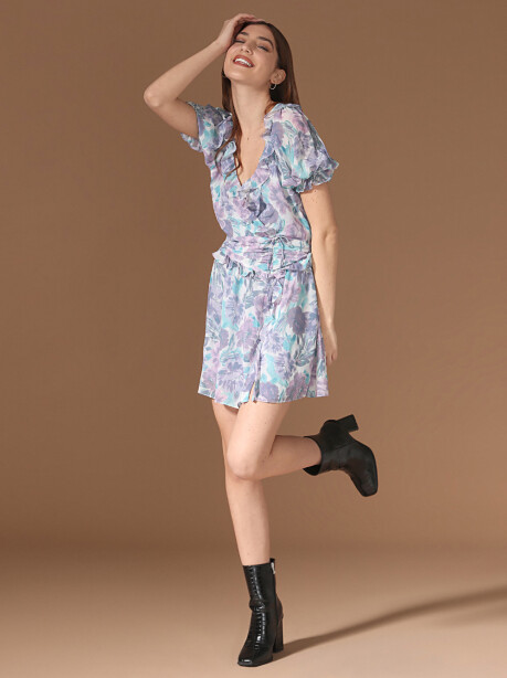 Floral chiffon mini dress - 3