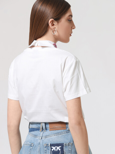 Cotton jersey T-shirt with jewel collar - 2