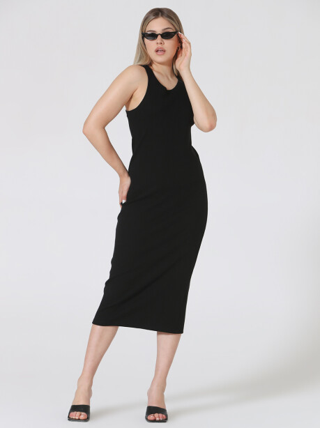 Ribbed American neckline dress - 3