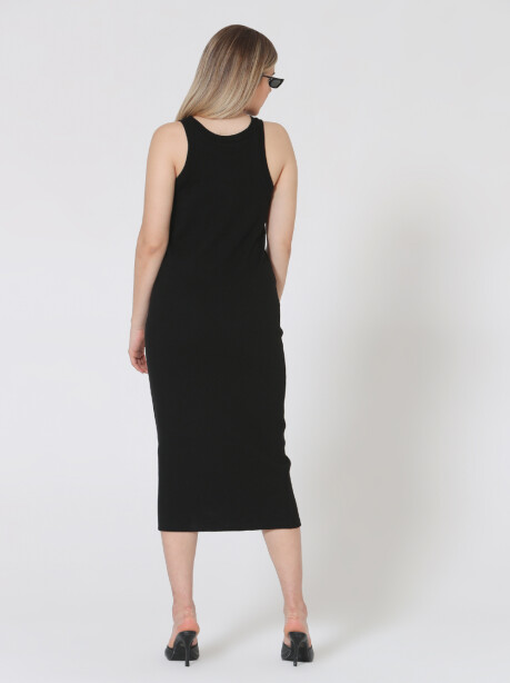 Ribbed American neckline dress - 4