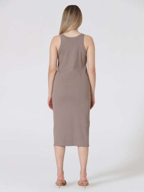 Ribbed American neckline dress - 4