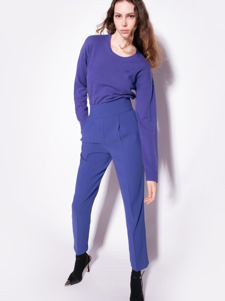 High-waisted trousers in stretch crêpe - 3