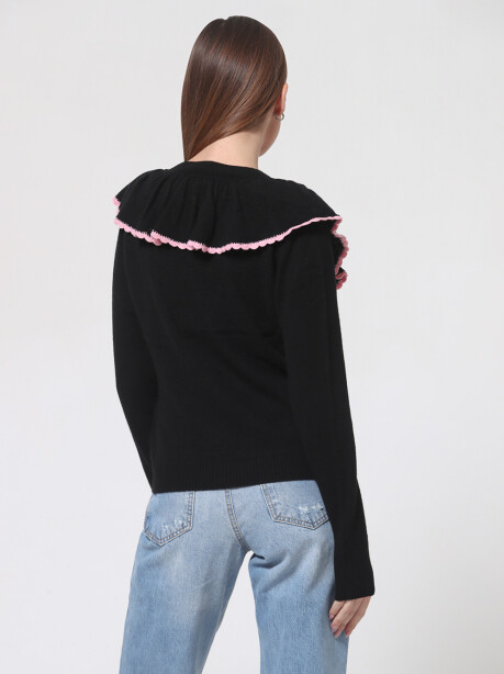 V-neck sweater with 100% cashmere decoration - 4