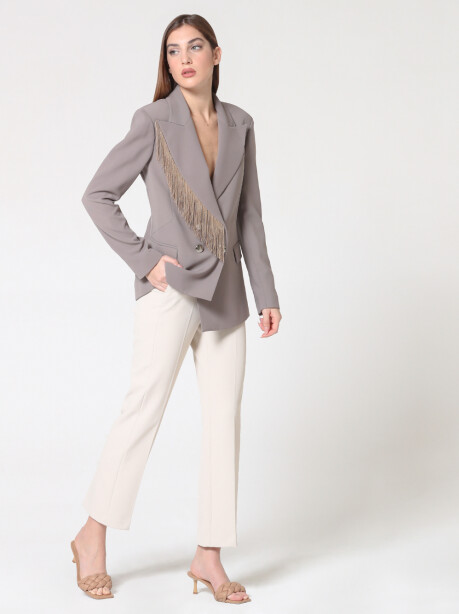 Double-breasted blazer with fringes - 4