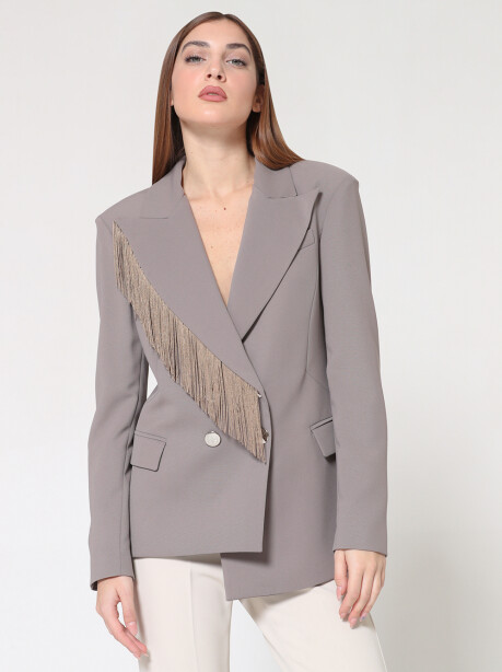 Double-breasted blazer with fringes - 3