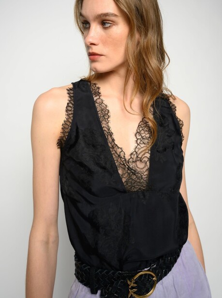 Top jacquard con disegno floreale - 3