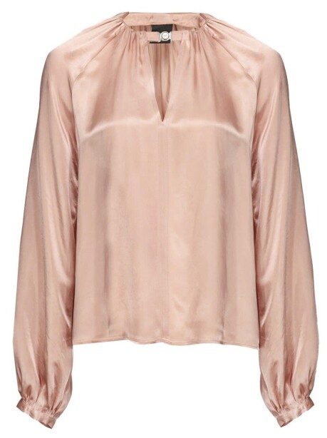 Blusa a maniche lunghe in satin stretch - 1