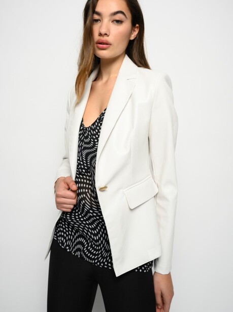 Blazer monopetto in simil pelle - 4