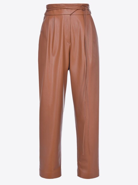 Pantaloni effetto pelle con cintura sottile - 1