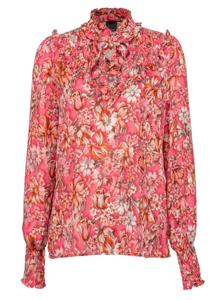 Blusa floreale con rouches - 1