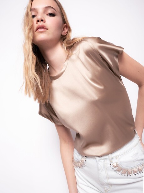 Blusa in satin stretch - 3