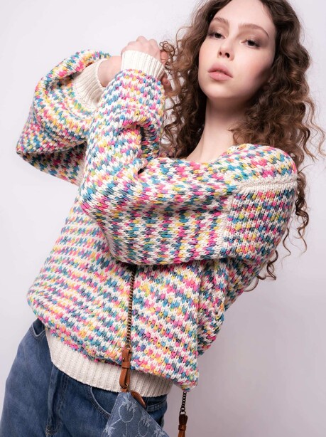 Pullover maglia multicolor - 4