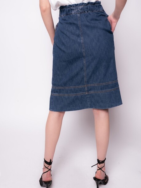 Gonna longuette in denim con cintura - 2