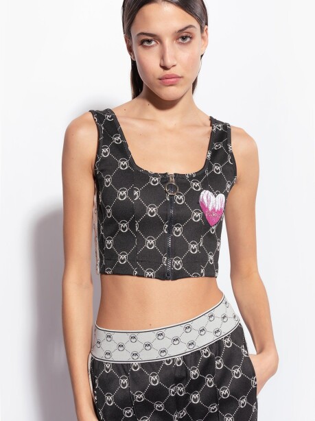 Crop top in maglia jacquard monogram - 3