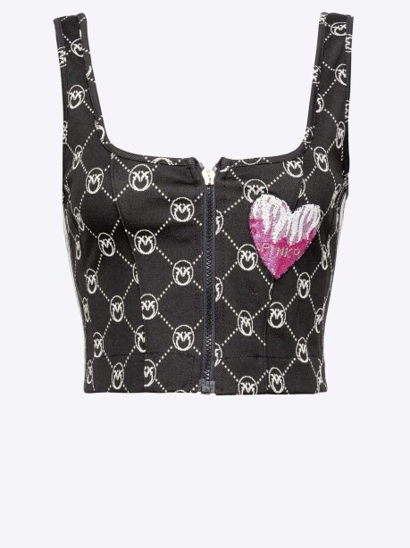 Crop top in maglia jacquard monogram - 1