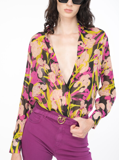 Camicia in georgette con stampa iris - 1