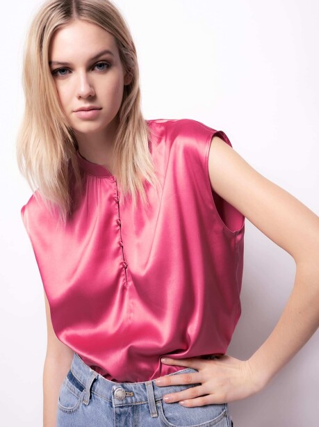 Blusa senza maniche in satin - 4