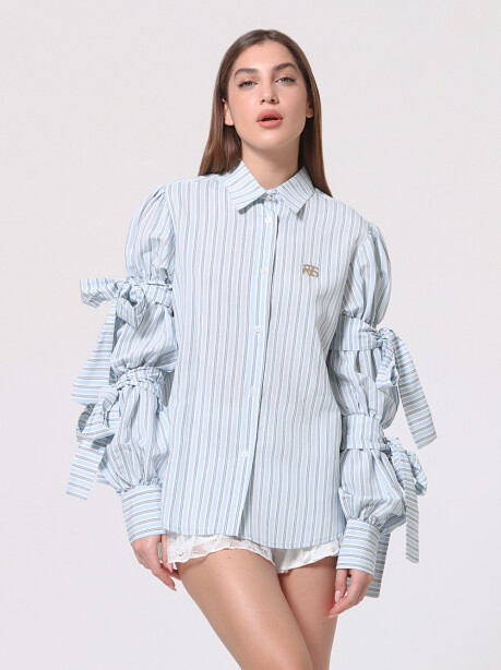 Camicia a righe con nastri - 1