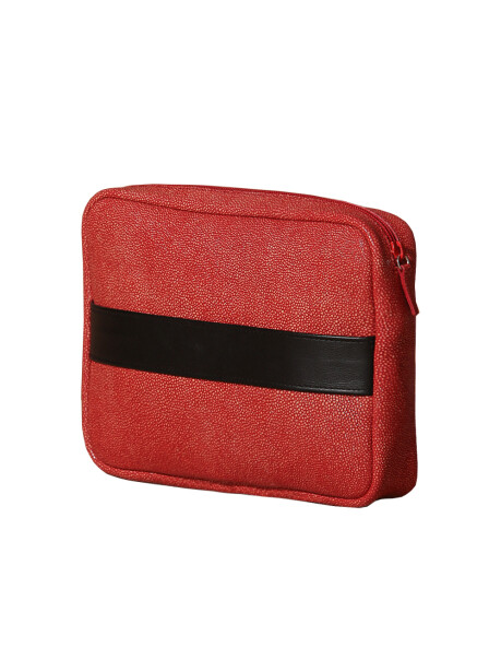 Red handbag with leather band - 1