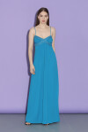 Long fitted dress with thin straps - 3