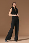 Sleeveless jumpsuit with sequin lapels - 1