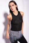 Lurex ribbed armhole tank top - 2