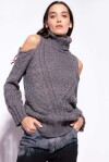 Pullover with cut-out cuts on the shoulders - 3