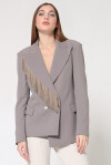 Double-breasted blazer with fringes - 3