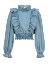 Blusa in denim con rouches - 1