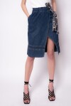 Gonna longuette in denim con cintura - 4