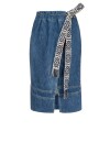 Gonna longuette in denim con cintura - 1