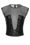 Top in tulle con ricamo full paillettes - 1