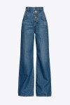 Jeans wide leg con bottoni gioiello - 1