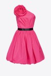 Mini dress monospalla con rosa - 1