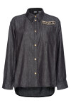 Camicia denim con logo strass - 1