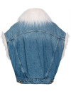 Giubbino denim smanicato con faux fur - 2