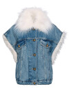 Giubbino denim smanicato con faux fur - 1