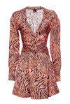 Mini dress raso stampa distorta - 1